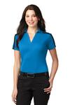 port authority l547 ladies silk touch™ performance colorblock stripe polo Front Thumbnail