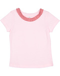 rabbit skins rs3329 toddler girls' ruffle neck t-shirt Back Thumbnail