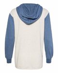 mv sport w20145 women’s french terry hooded pullover with colorblocked sleeves Back Thumbnail
