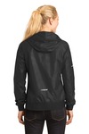 sport-tek lst53 ladies embossed hooded wind jacket Back Thumbnail