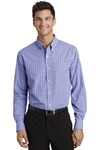 port authority s654 long sleeve gingham easy care shirt Front Thumbnail