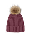 Port Authority C990 Faux Fur Pom Beanie Front Thumbnail