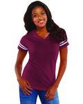 LAT 3537 Women's Football V-Neck Fine Jersey Tee Front Thumbnail