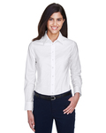 harriton m600w ladies' long-sleeve oxford with stain-release Side Thumbnail