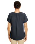 devon & jones dp612w ladies' perfect fit™  short-sleeve crepe blouse Back Thumbnail