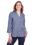 devon & jones dg562w ladies' crown collection™ stretch pinpoint chambray 3/4 sleeve blouse Front Thumbnail