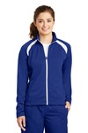 sport-tek lst90 ladies tricot track jacket Front Thumbnail