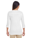 devon & jones dp186w ladies' perfect fit™ y-placket convertible sleeve knit top Back Thumbnail