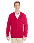 harriton m425 men's pilbloc™ v-neck button cardigan sweater Back Thumbnail