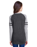 LAT 3534 Ladies' Gameday Mash-Up Long Sleeve Fine Jersey T-Shirt Back Thumbnail