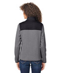 core365 ce74w ladies' venture heathered stripe hybrid jacket Back Thumbnail