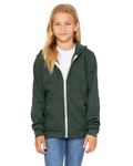 Bella + Canvas 3739Y Youth Sponge Fleece Full-Zip Hooded Sweatshirt Back Thumbnail