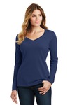 Port & Company LPC450VLS Ladies Long Sleeve Fan Favorite V-Neck Tee Front Thumbnail