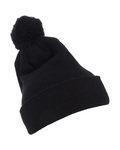 yupoong 1501p cuffed knit beanie with pom pom hat Front Thumbnail