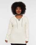 LAT LA3538 Women's Fine Jersey Lace-Up Long Sleeve T-Shirt Front Thumbnail