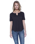 startee st1422 ladies' 4.3 oz., cvc  slit v-neck t-shirt Front Thumbnail