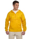 harriton m750 adult packable nylon jacket Back Thumbnail