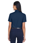 harriton m500sw ladies' easy blend™ short-sleeve twill shirt with stain-release Back Thumbnail