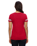 LAT 3537 Women's Football V-Neck Fine Jersey Tee Back Thumbnail
