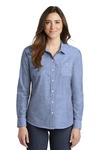 port authority lw380 ladies slub chambray shirt Front Thumbnail