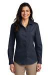 Port Authority LW100 Ladies Long Sleeve Carefree Poplin Shirt Front Thumbnail