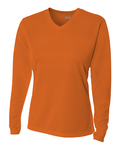 a4 nw3255 ladies' birds-eye mesh long sleeve v-neck t-shirt Front Thumbnail