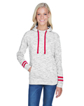 j america ja8674 ladies' melange scuba neck sweatshirt Back Thumbnail