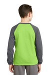 Sport-Tek YST242 Youth Sport-Wick ® Raglan Colorblock Fleece Crewneck Back Thumbnail