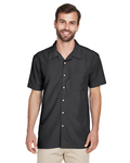 harriton m560 men's barbados textured camp shirt Back Thumbnail