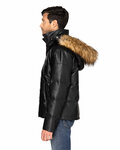 threadfast apparel 397j unisex vegan leather puffer jacket Side Thumbnail