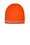 cornerstone cs804 lined enhanced visibility with reflective stripes beanie Front Thumbnail