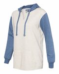 mv sport w20145 women’s french terry hooded pullover with colorblocked sleeves Side Thumbnail