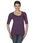 Anvil 6756L Ladies Tri-Blend Deep Scoop Neck 1/2-Sleeve Tee Front Thumbnail