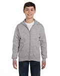 Hanes P480 Youth EcoSmart ® Full-Zip Hooded Sweatshirt Front Thumbnail