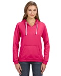 J America JA8836 Ladies' Sydney Brushed V-Neck Hooded Sweatshirt Front Thumbnail
