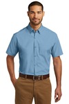 port authority w101 short sleeve carefree poplin shirt Front Thumbnail
