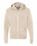 J America JA8872 Adult Triblend Full-Zip Fleece Hooded Sweatshirt Front Thumbnail