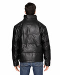 threadfast apparel 397j unisex vegan leather puffer jacket Back Thumbnail