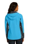 port authority l319 ladies vertical hooded soft shell jacket Back Thumbnail