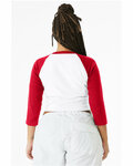 bella + canvas 1200 ladies' micro ribbed 3/4 raglan baby tee Back Thumbnail