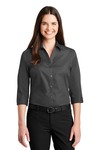 Port Authority LW102 Ladies 3/4-Sleeve Carefree Poplin Shirt Front Thumbnail