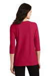 port authority l561m ladies silk touch™ maternity 3/4-sleeve v-neck shirt Back Thumbnail