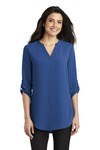 port authority lw701 ladies 3/4-sleeve tunic blouse Front Thumbnail