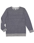 lat 6965 adult harborside melange french terry crewneck with elbow patches Front Thumbnail