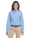 harriton m581w ladies' foundation 100% cotton long-sleeve twill shirt with teflon™ Front Thumbnail