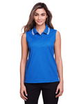 devon & jones dg20sw ladies' crownlux performance™ plaited tipped sleeveless polo Side Thumbnail