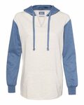 mv sport w20145 women’s french terry hooded pullover with colorblocked sleeves Front Thumbnail