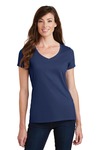 port & company lpc450v ladies fan favorite v-neck tee Front Thumbnail