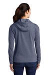 sport-tek lst293 ladies posicharge ® tri-blend wicking fleece full-zip hooded jacket Back Thumbnail