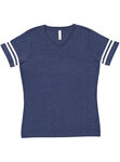 LAT 3537 Women's Football V-Neck Fine Jersey Tee Front Thumbnail